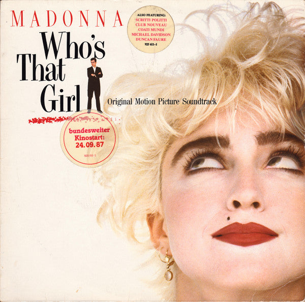 Image of Front Cover of LP - VG/VG - MADONNA, Who's That Girl (Original Motion Picture Soundtrack) (Sire; 925 611-1, Europe 1987), Light marks, edge wear, small sticker damage, with hype sticker,  - 3946066S