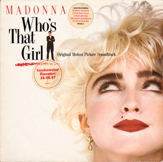 Image of Front Cover of LP - VG/VG - MADONNA, Who's That Girl (Original Motion Picture Soundtrack) (Sire; 925 611-1, Europe 1987), Light marks, edge wear, small sticker damage, with hype sticker,  - 3946066S