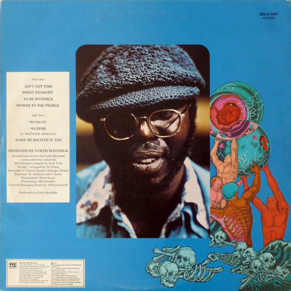 Image of Back Cover of LP - G+/G - CURTIS MAYFIELD, Sweet Exorcist (Buddah; BDLH5001, UK 1974, Gatefold), Sleeve in good shape, has signs of wears on edges. Vinyl has amny light marks, plays G+ with background noise.,  - 4046280S