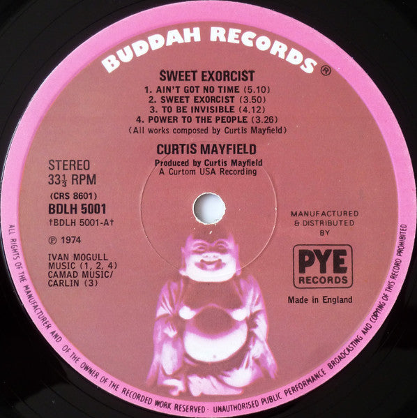 Image of Label Cover of LP - G+/G - CURTIS MAYFIELD, Sweet Exorcist (Buddah; BDLH5001, UK 1974, Gatefold), Sleeve in good shape, has signs of wears on edges. Vinyl has amny light marks, plays G+ with background noise.,  - 4046280S