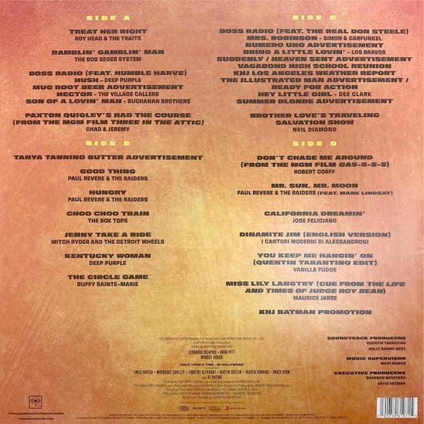 Image of Back Cover of 2xLP - VG+/VG - VARIOUS, Once Upon A Time In Hollywood (Original Motion Picture Soundtrack) (Columbia Records; 19075981971, Europe 2019, Gatefold, 2 Inners & Insert, Poster), Strong VG - a few light marks,  - 3746058S