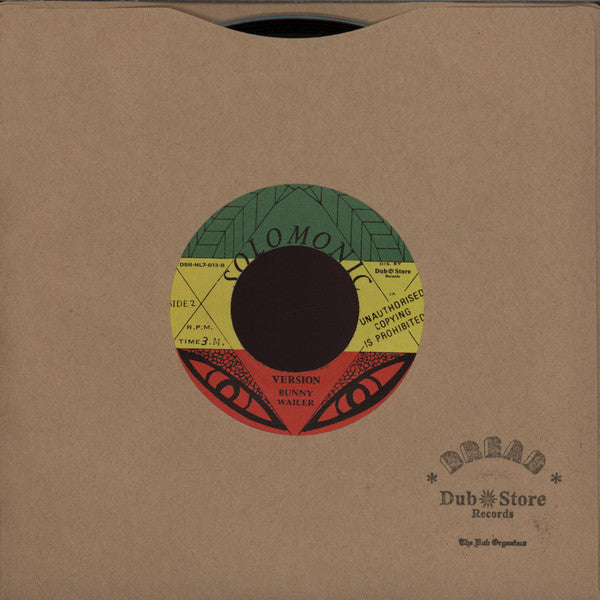Image of Back Cover of 7" - VG/VG+ - BUNNY WAILER, Rasta-Man (Solomonic / Dub Store Records; DSR-NL7-013, Japan 2014 Reissue, Company Sleeve, Limited Edition), SWOL. WOC.,  - 4426276E