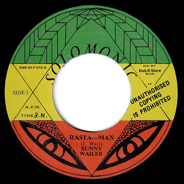 Image of Label Cover of 7" - VG/VG+ - BUNNY WAILER, Rasta-Man (Solomonic / Dub Store Records; DSR-NL7-013, Japan 2014 Reissue, Company Sleeve, Limited Edition), SWOL. WOC.,  - 4426276E