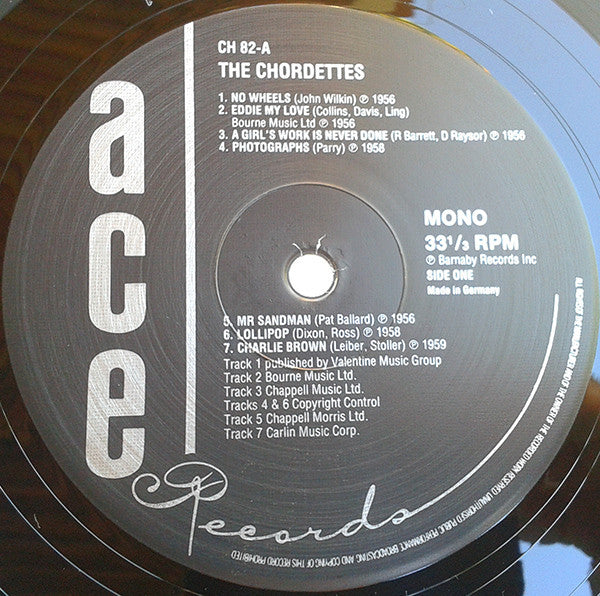 Image of Label Cover of 2924267E: LP - THE CHORDETTES, The Chordettes (Ace ; CH 82, UK 1983, Barnaby Records Inc On One Line On Labels) Vinyl is strong VG, just a few light marks.  VG+/VG