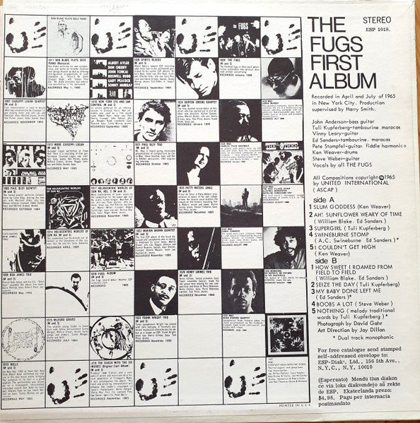 Image of Back Cover of 2424317E: LP - THE FUGS, The Fugs First Album (ESP Disk ; ESP 1018, US )   VG+/VG