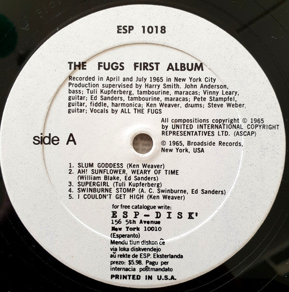 Image of Label Cover of 2424317E: LP - THE FUGS, The Fugs First Album (ESP Disk ; ESP 1018, US )   VG+/VG