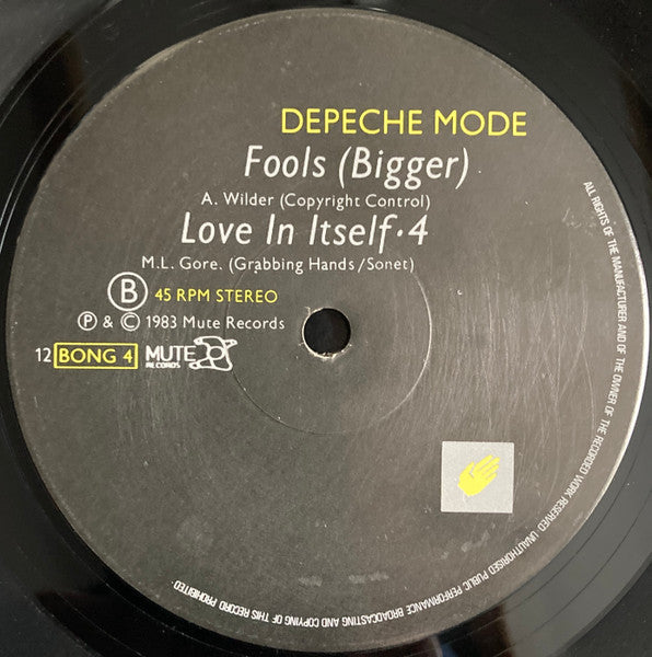 Image of Label Cover of 12" - VG/VG+ - DEPECHE MODE, Love in Itself 3 (Mute; 12BONG4, UK 1983, Picture Sleeve), ,  - 4026343E