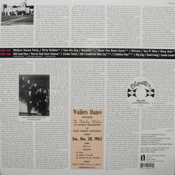 Image of Back Cover of LP - VG+/EX - THE FABULOUS WAILERS, At the Castle (Norton; NW902, US 1998 Reissue), Ring Wear,  - 0626093E