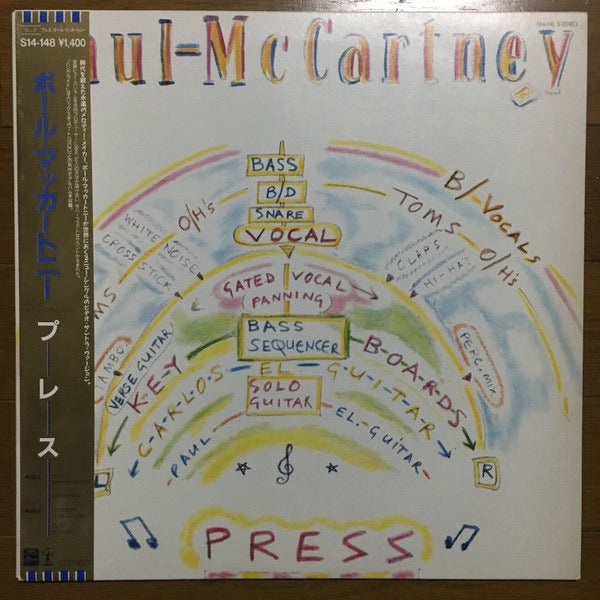 Image of Front Cover of 12" - VG+/VG - PAUL MCCARTNEY, Press (Odeon ; S14-148, Japan 1986, Picture Sleeve, Insert, With OBI), ,  - 2516028C