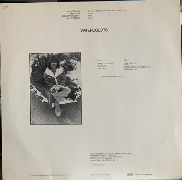 Image of Back Cover of LP - VG/VG+ - PAT METHENY, Watercolors (ECM; 1097, Germany 1977, Laminated Sleeve), ,  - 3316134C