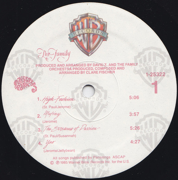Image of Label Cover of LP - VG/VG+ - THE FAMILY, The Family (Paisley Park; 1-25322, US 1985, Gatefold, Inner, Specialty Pressing), ,  - 3626191E