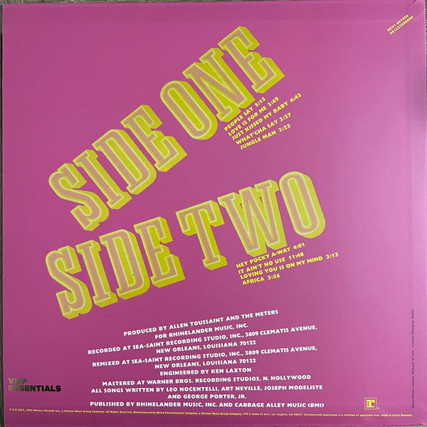 Image of Back Cover of LP - VG+/VG+ - THE METERS, Rejuvenation (Reprise Records ; RCV1 661906, US 2021 Reissue, Insert & Booklet, Yellow Vinyl. 'Vinyl Me, Please' essential E108. With Obi.), ,  - 3526311E