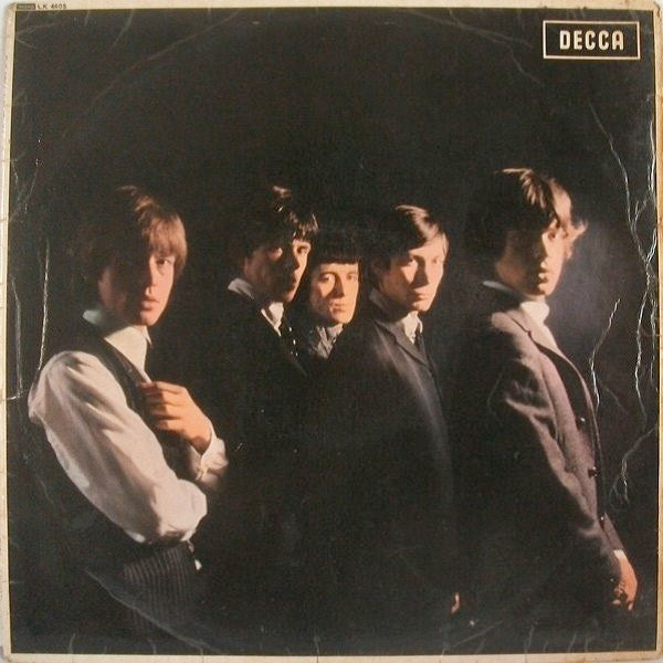 Image of Front Cover of 0115180C: LP - THE ROLLING STONES, The Rolling Stones (Decca  Red Unboxed Made in England top of the label. the N.C.B. and B.I.E.M. captions are on the left hand side ; LK.4605, UK 1964, Laminated Flipback Sleeve, Discogs Label variation X. Discogs B1 Cover.. Mono, 'I Need You Baby' Tracklisting ) Two light cosmetic scuffs to side 2, Sleeve has some ring wear and laminate creasing  VG/VG