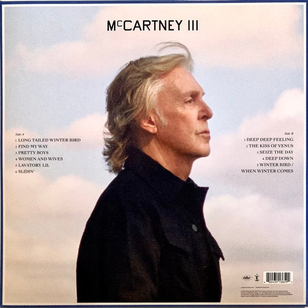 Image of Back Cover of LP - EX/G+ - PAUL MCCARTNEY, McCartney III (Capitol; 00602435136592, Germany 2020, Gatefold With Blue Spine, Inner), Still In Opened Shrinkwrap With Hype Sticker,  - 2516026C