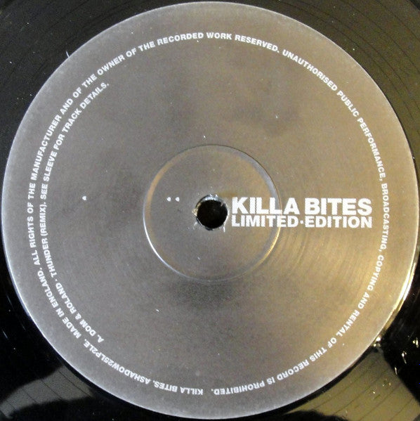 Image of Label Cover of 3x12" - /VG - VARIOUS, Killa Bites (Moving Shadow; ASHADOW25LP2LE, UK 2000, Limited Edition), No sleeve and no Disc 1!, Dom & Roland - Thunder (Remix)Rymetyme - Judgement Day Pro-Active - "Mr Men"D-Kay - "Monolith"nCode - "Spasm"Hijackers - "Polymorphic" - 1626388E