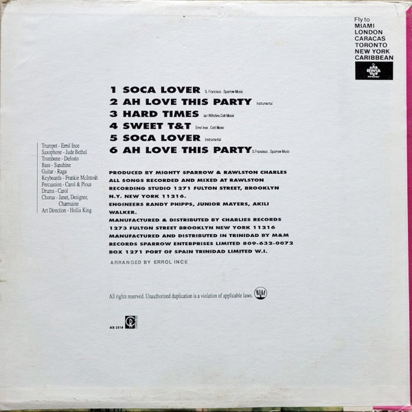 Image of Back Cover of LP - VG+/VG+ - NATASHA WILSON, Soca Lover (Charlie's Records; SCR 3516, US 1990s), Sleeve in shrink.,  - 1516123C