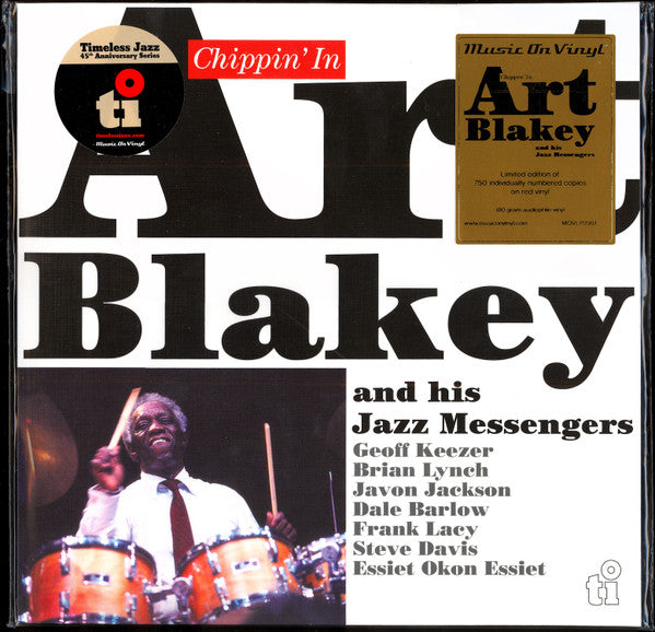 Image of Front Cover of 2124022E: 2xLP - ART BLAKEY AND HIS JAZZ MESSENGERS, Chippin' In (Music On Vinyl; MOVLP2951, Europe 2022 Reissue, Textured Sleeve in stickered MOV PVC, Numbered Ltd. Ed 750. Red Vinyl) Number 609  VG+/VG+