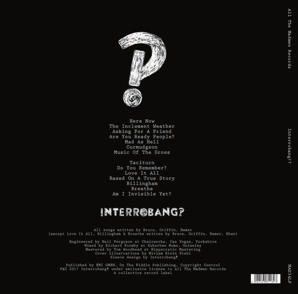 Image of Back Cover of LP - VG/VG+ - INTERROBANG  (EX CHUMBAWUMBA), Interrobang  (All The Madmen Records; MAD34LP, UK & Europe 2018, Stickered Fold Out Sleeve, Inner, Orange Vinyl), Tear on bottom right corner of sleeve,  - 2816269C