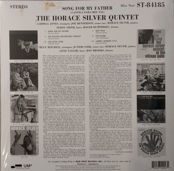 Image of Back Cover of LP - EX/EX - THE HORACE SILVER QUINTET, Song For My Father (Cantiga Para Meu Pai) (Blue Note ; 0744043, Worldwide 2021 Reissue, Blue Note Classic Vinyl Series, Stereo, 180 Gram Vinyl), ,  - 3426040E