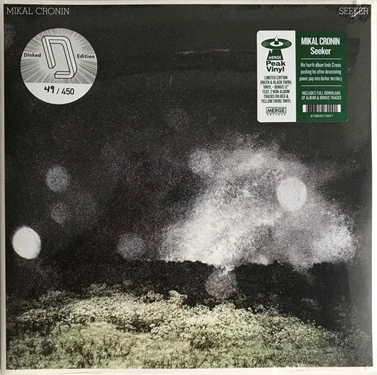 Image of Front Cover of 4625188E: 2xLP - MIKAL CRONIN, Seeker (Merge Records; MRG700, UK 2019, Gatefold, Hype and Number Stickers, Green/Black Swirl LP, Red/Yellow Swirl Bonus 12", Hand No'd Ltd to 450) Still In Stickered Shrinkwrap  EX/EX
