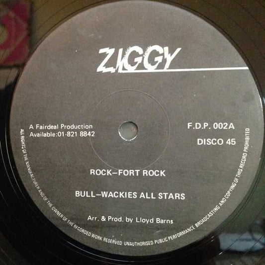 Image of Front Cover of 1344278S: 12" - BULLWACKIES ALL STARS, Rock-Fort Rock / Klu-Klux-Klan (Ziggy; F.D.P. 002, UK , Company Sleeve)   VG/VG+