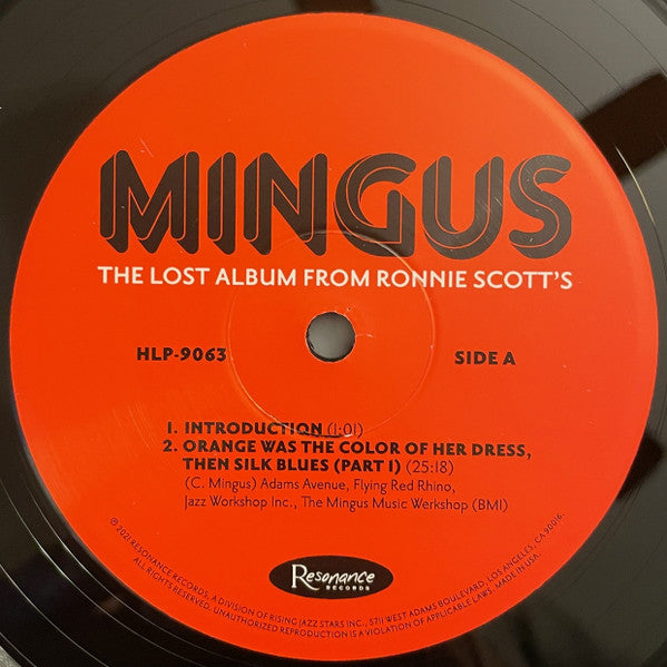 Image of Label Cover of 3xLP - VG+/VG+ - CHARLES MINGUS, The Lost Album From Ronnie Scott's (Resonance Records; HLP-9063, USA, Canada & UK 2022, Triple Gatefold, Booklet, Limited Edition of 5,000), Numbered 4401. With stickered outer plastic sleeve,  - 2616437C