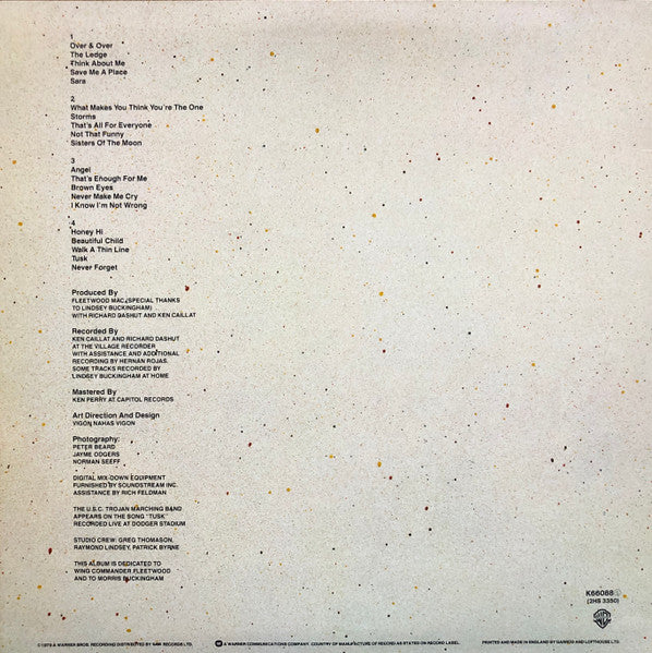Image of Back Cover of 2xLP - VG/VG+ - FLEETWOOD MAC, Tusk (WB - Wide Pressing Ring; K66088, UK 1979, Embossed Sleeve, 4 Inners, STEREO Above Side Indicator), Edge Wear,  - 1946377S