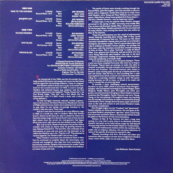 Image of Back Cover of 4624126E: LP - JIMI HENDRIX, Nine to the Universe (Polydor; POLS1023, UK 1980) Limited Edition Box Set Stamped in Gold on Rear Sleeve  EX/EX