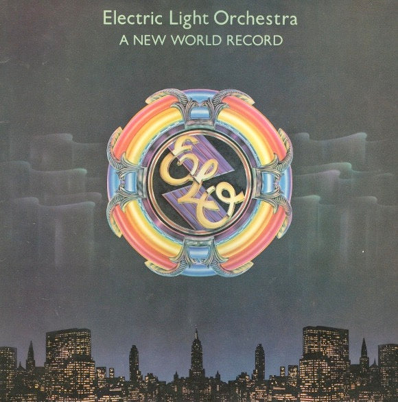 Image of Front Cover of 0145059S: LP - ELO - THE ELECTRIC LIGHT ORCHESTRA, A New World Record (Jet Records; UAG 30017, UK 1976, Embossed Sleeve, Inner) Light wear to sleeve and a few light marks on disc.  VG+/VG