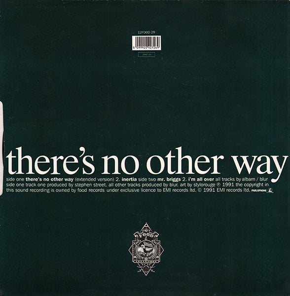 Image of Back Cover of 12" - VG/G - BLUR, There's No Other Way (Food; 12FOOD 29, UK 1991, Picture Sleeve), Light marks and hairlines. ,  - 2816113C