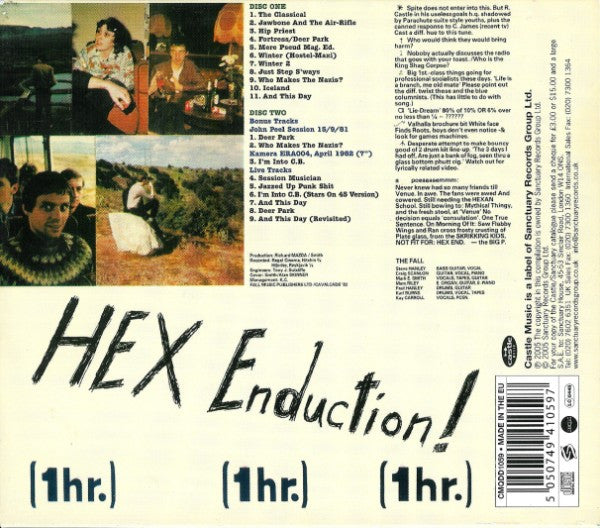 Image of Back Cover of 2xCD - VG+/VG - THE FALL, Hex Enduction Hour (Castle Music ; CMQDD1059, UK 2005 Reissue, Jewel Case & Slipcase, Expanded Edition), Just a few fine, light marks. DNAP.,  - 3216311C