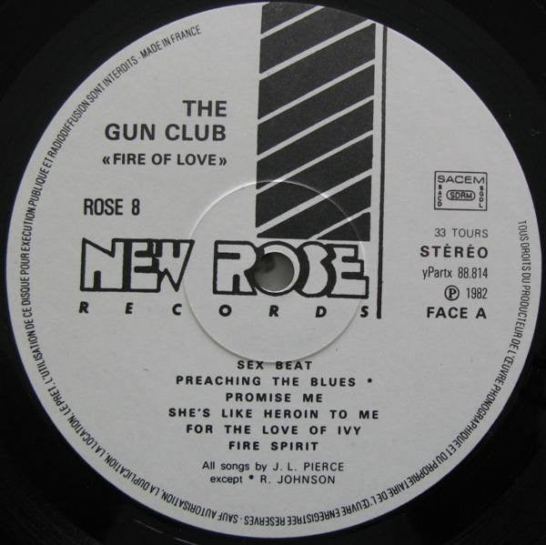Image of Label Cover of LP - VG/VG - THE GUN CLUB, Fire Of Love (New Rose Records; ROSE 8, France 1982 Reissue, Inner), ,  - 3216076C