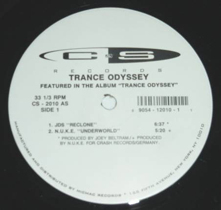 Image of Front Cover of 3224155E: 12" - VARIOUS, Trance Odyssey (C & S Records ; CS - 2010, US 1993, Stickered Plain Sleeve)   VG/VG