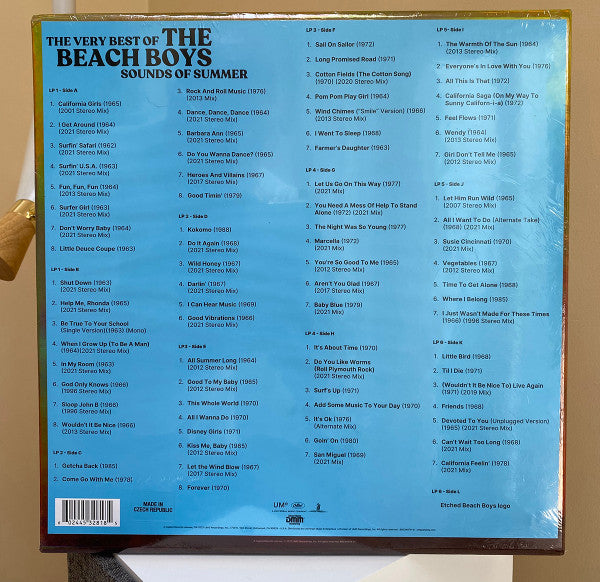 Image of Back Cover of 3523179E: 6xLP - THE BEACH BOYS, The Very Best Of The Beach Boys (Sounds Of Summer) (Capitol Records; B0034979-01, Worldwide 2022, Box Set, Deluxe Edition, Remastered, DMM)   VG+/EX