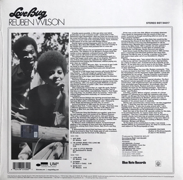 Image of Back Cover of 2944189S: LP - REUBEN WILSON, Love Bug (Blue Note; 3829300, Worldwide 2021)   VG+/VG+