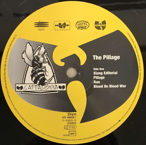 Image of Label Cover of 2xLP - G+/G+ - CAPPADONNA, The Pillage (Epic; EPC 488850 1, Europe 1998, 2 Inners), All sides marked though side four has more notable mark across it. Sleeve has split / damaged top edge; hype sticker on front. Inners creased,  - 3716393C
