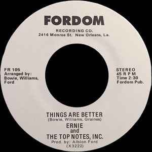 Image of Back Cover of 7" - /EX - ERNIE AND THE TOP NOTES, INC., Dap Walk / Things Are Better (Fordom Recording Co. ; FR 105, US Reissue), ,  - 2526159E