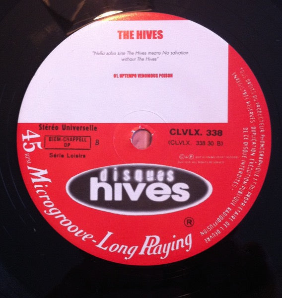 Image of Label Cover of 7" - VG+/VG - THE HIVES, Hate To Say I Told You So / Uptempo Venomous Poison (Burning Heart Records; BHR 1058, France 2002 Reissue, Hype Stickered Picture Sleeve), ,  - 4316203C