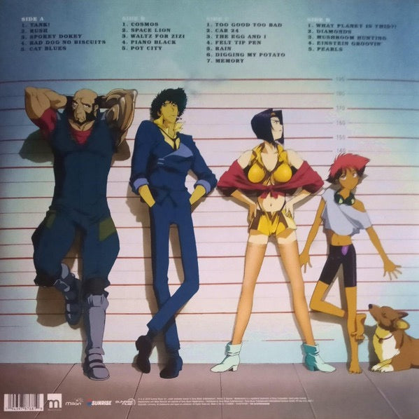 Image of Back Cover of 2xLP - EX/EX - THE SEATBELTS, Cowboy Bebop (Original Series Soundtrack) (Milan; 19439787681, Europe 2021 Reissue, Gatefold, 2 Inners, Red/Gold Translucent Marbled Vinyl, Purple Translucent Marbled Vinyl), Opened Instore, Still In Stickered Shrinkwrap,  - 3646023S