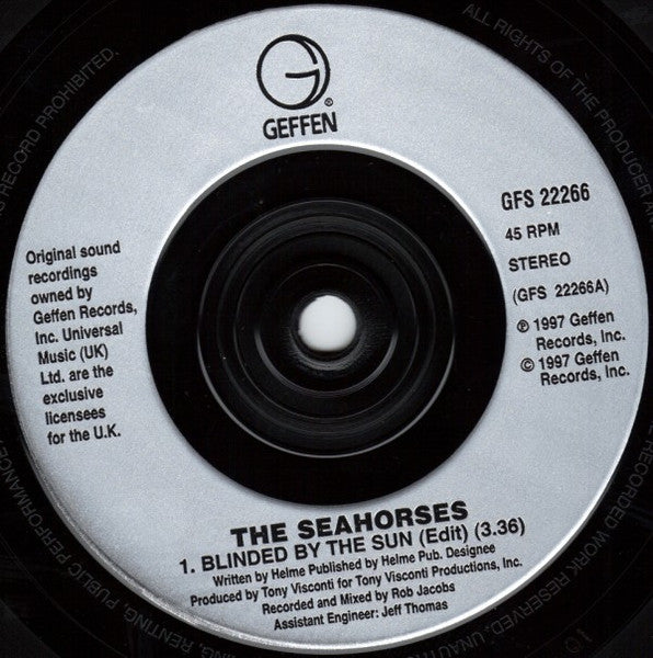 Image of Label Cover of 7" - VG+/VG+ - THE SEAHORSES, Blinded By The Sun (Geffen Records; GFS 22266, UK 1997, Picture Sleeve, John Squire Post Stone Roses), ,  - 2916263C