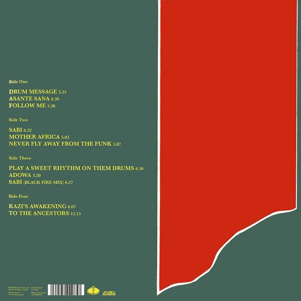 Image of Back Cover of 2xLP - VG+/VG+ - OKYEREMA ASANTE, Drum Message (Strut; STRUT247LP, Europe 2021, 2 Inners & Insert), Still In Opened Shrinkwrap With Hype Sticker,  - 4016588C