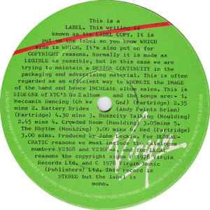 Image of Label Cover of LP - VG/VG+ - XTC, Go 2 (Virgin; V2108, UK 1978, Insert,  NO Stamped Inner, "Tone" Runout Side B), ,  - 3816588C