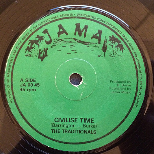 Image of Front Cover of 7" - /G+ - THE TRADITIONALS, Civilise Time (Jama; JA 00 45, UK 1970s, Solid Centre), Some light fogging. Labels rough,  - 0616210C