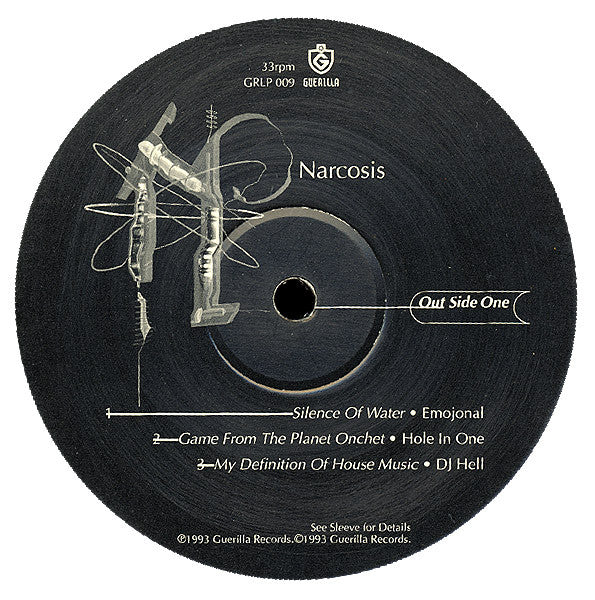 Image of Label Cover of 2xLP - VG/VG - VARIOUS, Narcosis - A Journey Through The Outs And Ins Of Underground (Guerilla ; GRLP 009, UK 1993), Discs are lower end of VG, light marks and hairlines. Sleeve has small tears on top and bottom side.,  - 0816653C