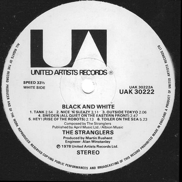 Image of Back Cover of LP - VG+/VG+ - THE STRANGLERS, Black and White (UA; UAK30222, UK 1979, Inner, With White Vinyl 7" & Insert), ,  - 4026183E
