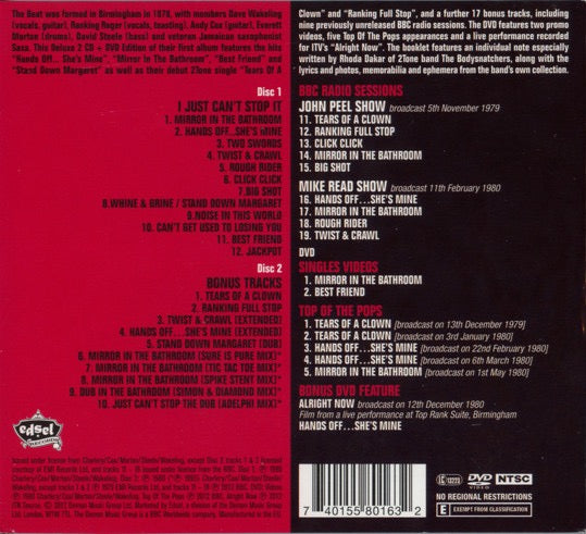 Image of Back Cover of 3xCD - VG+/VG+ - THE BEAT, I Just Can't Stop It (Edsel Records; EDSG 8016, UK & Europe 2012 Reissue, Booklet, 2 CDs and DVD), ,  - 3156090S