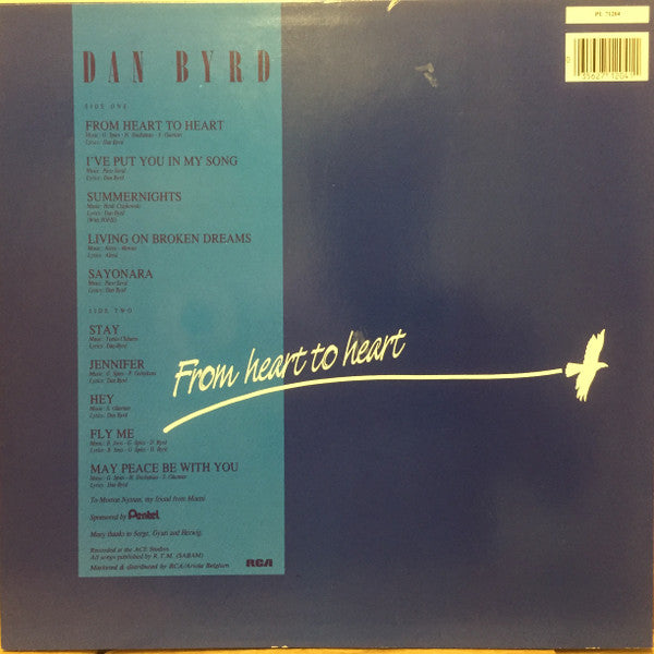 Image of Back Cover of 4724223E: LP - DAN BYRD, From Heart To Heart (RCA; PL 71204, Europe 1986)   VG/VG