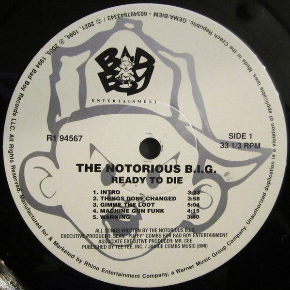 Image of Label Cover of 2xLP - EX/EX - THE NOTORIOUS BIG, Ready To Die (Bad Boy Entertainment; R1 94567, Europe 2021 Reissue, Insert), ,  - 3626397E