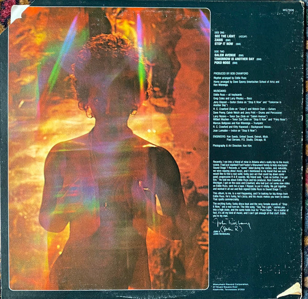 Image of Back Cover of LP - VG/VG - EDDIE RUSS, See The Light (Monument ; MG 7606, US 1976, Pasteback Sleeve, Terre Haute Pressing), light storage marks - v. minor. faint edge and ring wear. sticker top right front sleeve,  - 4346106S