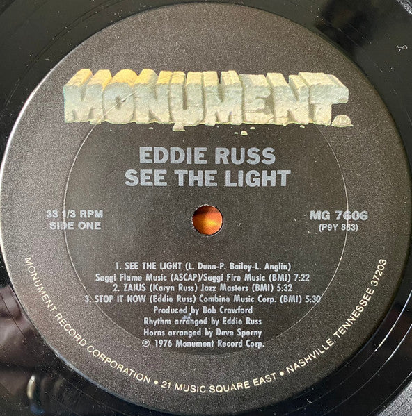 Image of Label Cover of LP - VG/VG - EDDIE RUSS, See The Light (Monument ; MG 7606, US 1976, Pasteback Sleeve, Terre Haute Pressing), light storage marks - v. minor. faint edge and ring wear. sticker top right front sleeve,  - 4346106S